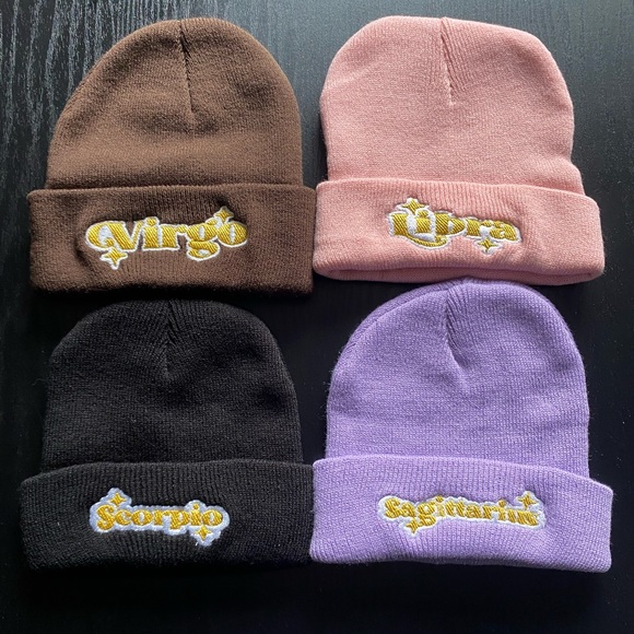 Zodiac Fitted horoscope beanies Virgo Libra Scorpio Sagittarius - Picture 1 of 1